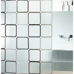 Spirella FRAME sprchový závěs motiv čtverců bílo-černý / PEVA / 180 x 200 cm (7610583019424)