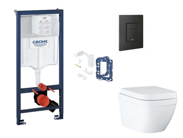 GROHE - Rapid SL Set předstěnové instalace, klozetu, sedátka SoftClose, tlačítka Even a sady pro vhazování tablet, Triple Vortex, phantom black SANI11BB5135