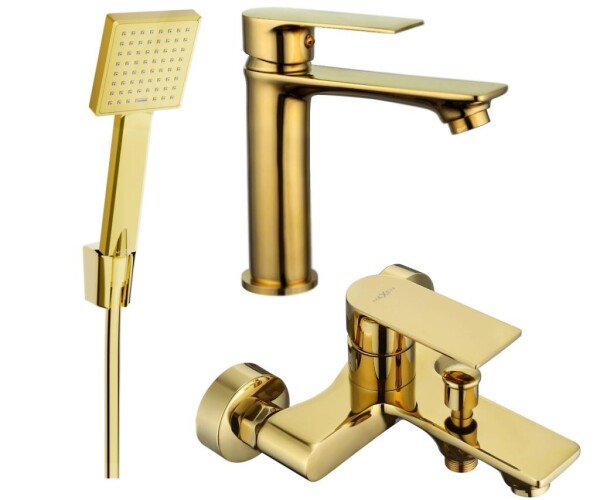 MEXEN - Mexen Royo R45 Set umyvadlové a vanové baterie s příslušenstvím zlata 72203R45-50