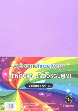 Pěnovka A4, tl. ca 2mm - světle fialová, 10ks