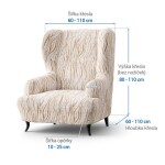 Bielastické potahy UNIVERSO NOVÉ žíhané béžové křeslo ušák (š. 60 - 110 cm)