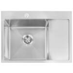 REA - Ocelový dřez Fin BRUSH NICKEL s kuchyňskou baterií KPL-96012