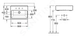 VILLEROY & BOCH - Memento Polozápustné umyvadlo s přepadem, 550 mm x 425 mm, bílé - bezotvorové umyvadlo 41335601