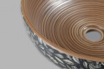 SAPHO - PRIORI keramické umyvadlo na desku, Ø 41 cm, hnědá s modrým vzorem PI023