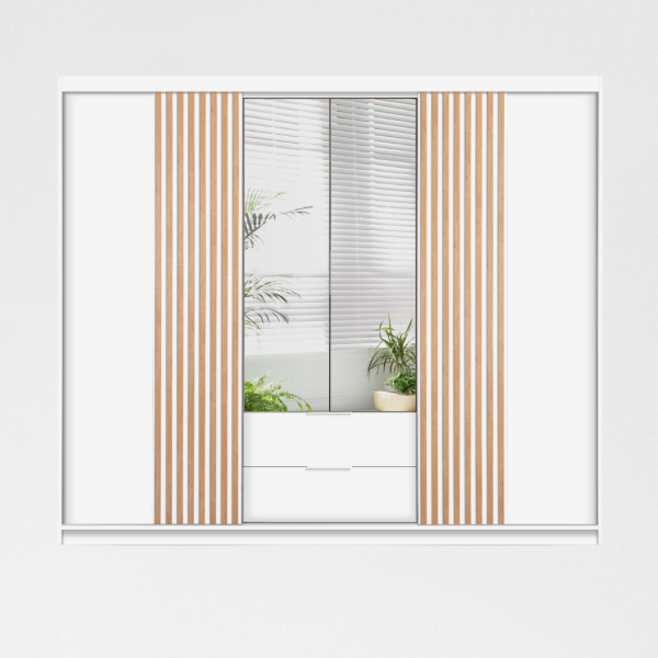 Šatní skříň Majorka Barva korpusu: Bílá, Rozměry: 250 cm, Dveře: Bílá + zrcadlo