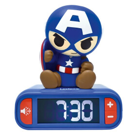Lexibook 3D svítící bluetooth budík s reproduktorem Captain America - Alltoys Lexibook