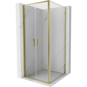 MEXEN/S - Exo sprchový kout dveře křídlové 70 x 70, transparent, zlato 814-070-070-50-00