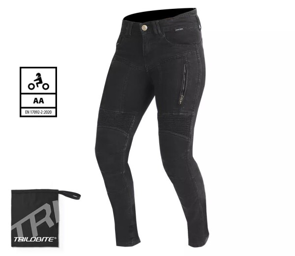 Dámské motocyklové džíny Trilobite 661 Parado skinny fit black level 2 (Prodloužené) - 26 / černá