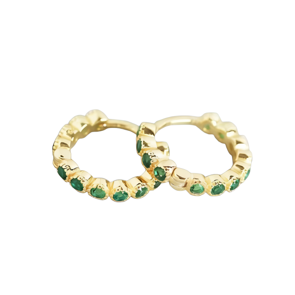 LUNICA Dětské stříbrné kroužky EMERALD GOLD 1026