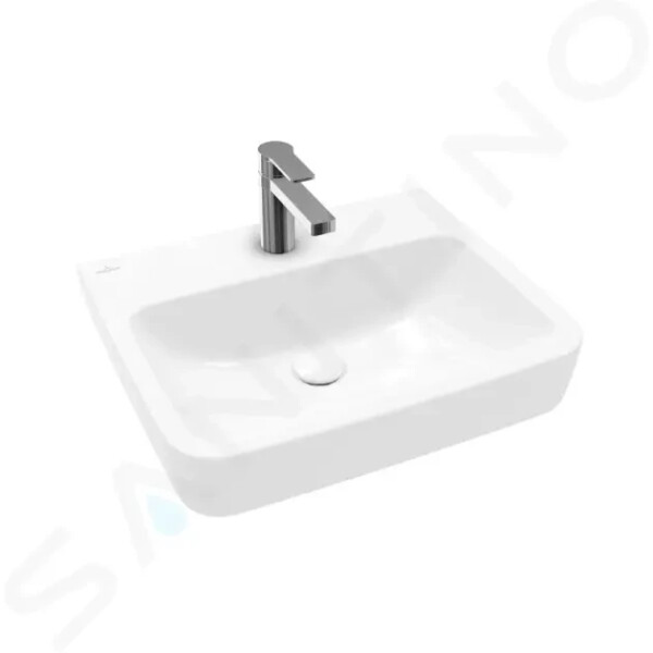 VILLEROY & BOCH - O.novo Umyvadlo na desku, 550x460 mm, bez přepadu, otvor pro baterii, CeramicPlus, alpská bílá 4A41MJR1