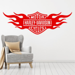 Samolepka Harley Davidson oheň Barva: šedá, Velikost: 100 x 35 cm