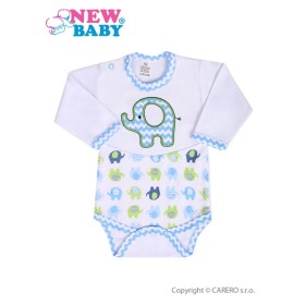 Kojenecké body s dlouhým rukávem New Baby Sloník bílo-modré velikost: 68