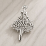 Brož Swarovski Elements Clotilda - baletka, Stříbrná