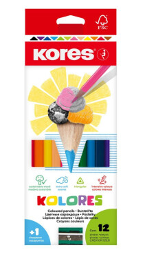 Trojhranné pastelky KORES 12 barev
