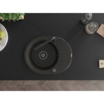 MEXEN/S - Kevin granitový dřez 1-miska s odkapávačem včetně baterie Flora, černá/zlatá metalik 6517-75-670401-70-B