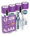 Ansmann 1311-0028 bílá/fialová / Nabíjecí baterie / Li-Ion / AAA (Micro) / 1,5 V / 500 mAh / 4 ks (1311-0028)