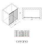 CERANO - Sprchové posuvné dveře Santoro - pravá - 6 mm - černá matná, mléčné sklo - 140x195 CER-663235