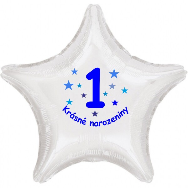 Krásné 1. narozeniny fóliový balónek hvězda pro kluky Balonky.cz Krásné 1. narozeniny fóliový balónek hvězda pro kluky Balonky.cz