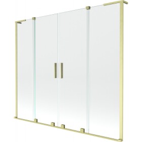 MEXEN/S - Velar L Duo dvoukřídlá posuvná vanová zástěna 180 x 150, transparent, zlatá kartáčovaná 896-180-003-02-55