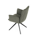 Židle jídelní, zelená látka, 360° vratný mechanismus, černý kov