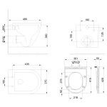 Erga Lily+, závěsná WC mísa 490x370x365mm, Rimless Tornado 2 + toaletní sedátko s pomalým zavíráním, bílá, ERG-V03-LILY-TO2-WH
