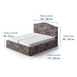 Bielastické potahy MARMO hnědé postel (š. 140 - 200 cm)