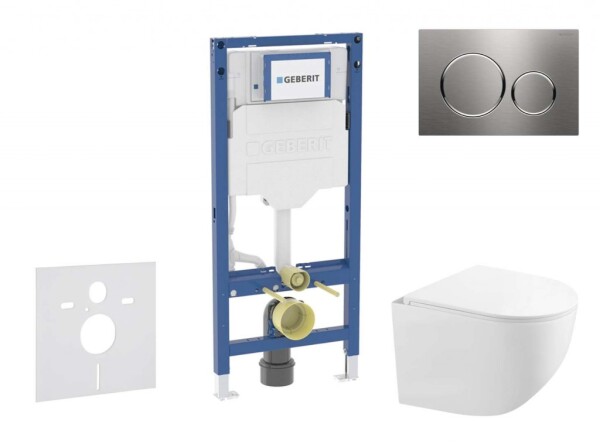 GEBERIT - Duofix Set předstěnové instalace, kompaktního klozetu Gaia a sedátka softclose, tlačítko Sigma20, nerez SANI11CA6104B