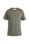 ICEBREAKER Mens Wave SS Tee Stripe, Loden/Lichen/Snow velikost: M