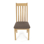 Dřevěná jídelní židle, potah čokoládově hnědá látka, masiv dub, přírodní odstín