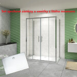 H K - Sprchový kout do U SYMPHONY D4 140 × 80 × 80 s posuvnými dveřmi – chrom, včetně sprchové vaničky z litého mramoru SE-SYMPD41408080/THOR-14080