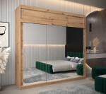 Šatní skříň Abi T3 s nástavcem Barva korpusu: Černá, Rozměry: 150 cm, Dveře: Černá