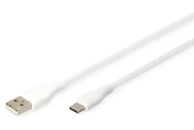Digitus bílá / USB kabel / USB-C (M) - USB-A (M) / silikonový / 1 m / PD 60W (AK-300340-010-W)