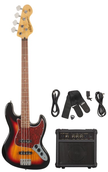 Vintage V49 COASTER BASS GUITAR PACK - 3 TONE SUNBURST