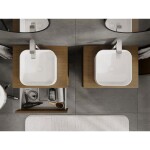 MEXEN/S - Rivel koupelnová skříňka pod umyvadlo 60 cm s deskou, 2 zásuvky, reliéf , ořech 91A20-06047-2-BFFC86