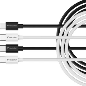 Verbatim Essentials Sync Charge USB-C černá + bílá / Kabel / USB-C na USB-C / 60 W / 1 m / 2 ks (32391)
