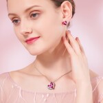 Souprava náhrdelníku a náušnic Swarovski Elements Amorita Bianca, Růžová 45 cm + 5 cm (prodloužení)
