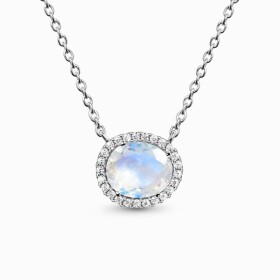 Royal Fashion stříbrný náhrdelník GU-DR22118N-SILVER-MOONSTONE