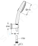 GROHE - Vitalio Comfort Set sprchové hlavice, držáku a hadice, 3 proudy, chrom 26176001