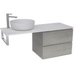 CERANO Koupelnová skříňka Carole - betonově šedá + deska pod umyvadlo z lit. mramoru Elanys - 12 mm + konzole chrom - 120x46x49,2 cm