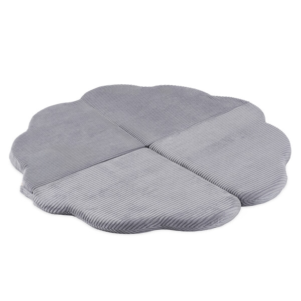 PLUSH NEST PLUSH NEST Plyšová hrací podložka ve tvaru květu 115 × 115 × 5 cm, šedý prémiový manšestr