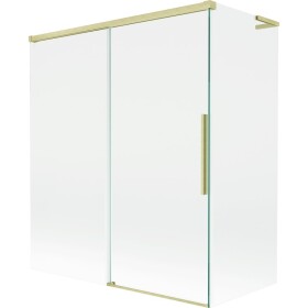 MEXEN/S - Rox L vanová zástěna 2-křídlová posuvná 140 + 70 x 150, transparent, zlatá kartáčovaná 8C9L-140-070-55-00