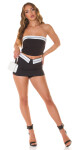 Sexy Skorts with folded waistband stripe detail black