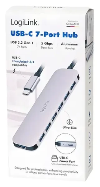 USB Hub 7 portů USB-A 20W PD / USB Hub / USB 3.2 / 5 Gbps (UA0457)