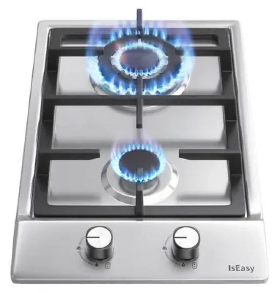 Rozbaleno - IsEasy MGBS-312A nerez / Plynová varná deska / 2 hořáky / 3300 W + 1000 W / NG/LPG / rozbaleno (MGBS-312A.rozbaleno)