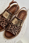 Zazoo 40385 Dámské Kožené Sandály S Leopardím Vzorem Hnědé 36