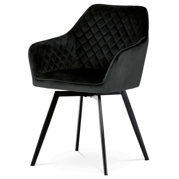 Jídelní židle, černá, sametová látka, DCH-425 BK4