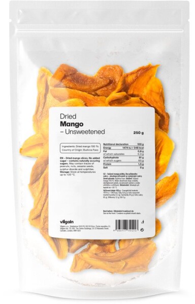 Vilgain Mango sušené – 3× neslazené 250 g