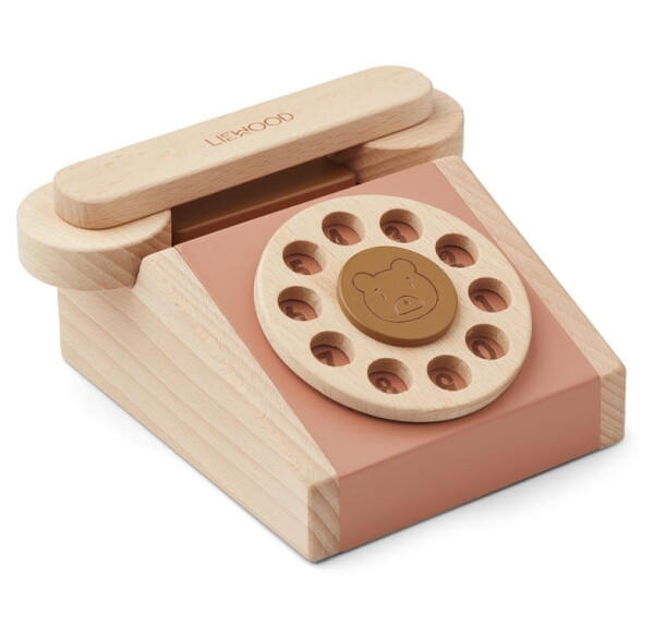 LIEWOOD Dřevěný dětský telefon Selma Tuscany Rose, růžová barva, dřevo