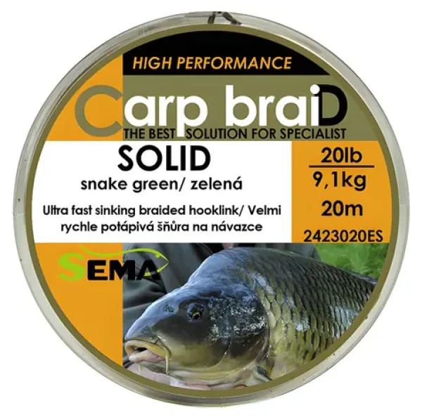 SEMA Pletená šňůra Solid / 10 m / 30 lbs / 13,6 kg