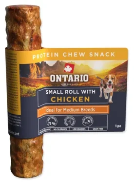 Ontario Protein žvýkací pamlsek malá rolka s kuřecím 12,7 cm / Pamlsek pro psy / 1 ks (214-858986)